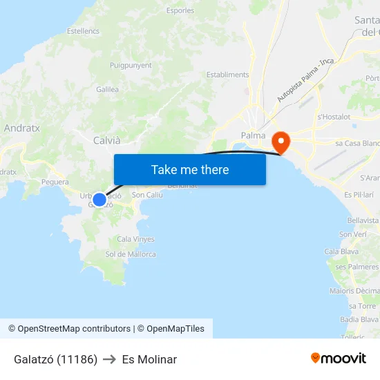 Galatzó (11186) to Es Molinar map