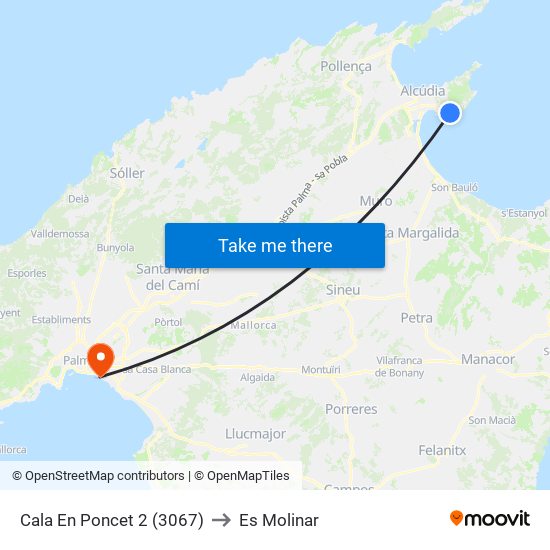 Cala En Poncet 2 (3067) to Es Molinar map