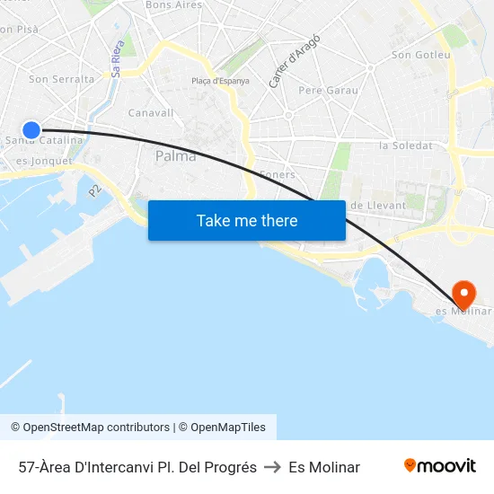 57-Àrea D'Intercanvi Pl. Del Progrés to Es Molinar map