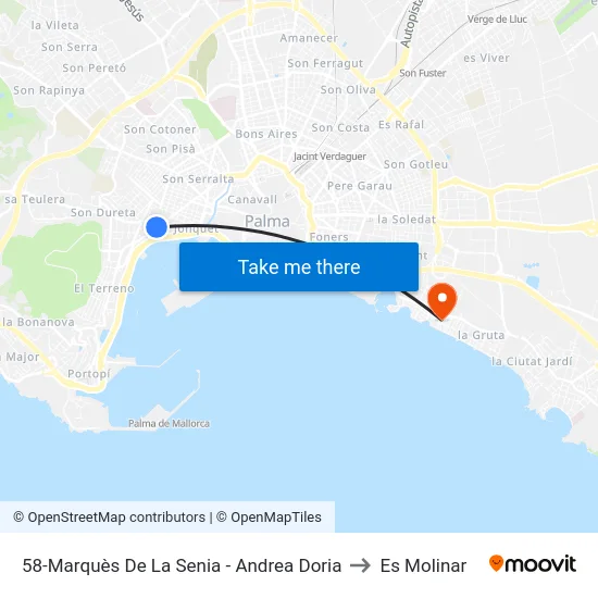 58-Marquès De La Senia - Andrea Doria to Es Molinar map