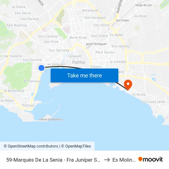 59-Marquès De La Senia - Fra Juníper Serra to Es Molinar map