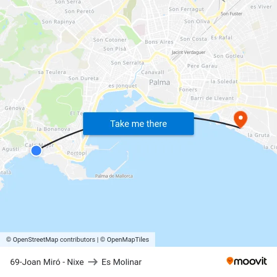 69-Joan Miró - Nixe to Es Molinar map