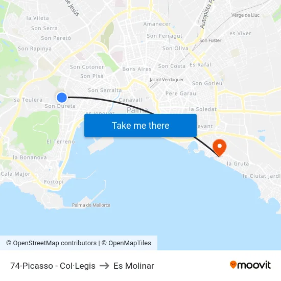 74-Picasso - Col·Legis to Es Molinar map