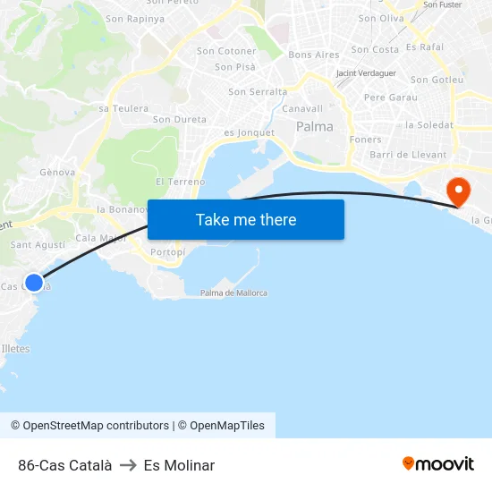 86-Cas Català to Es Molinar map