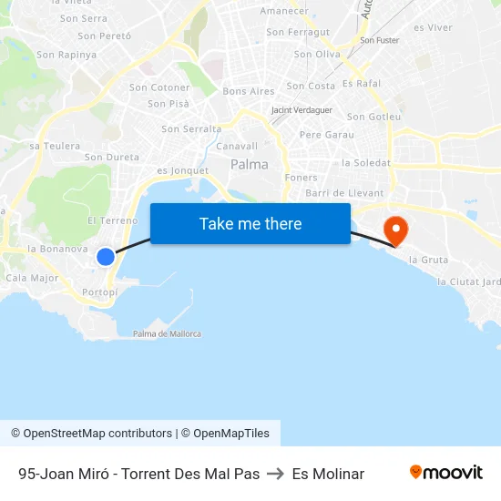 95-Joan Miró - Torrent Des Mal Pas to Es Molinar map