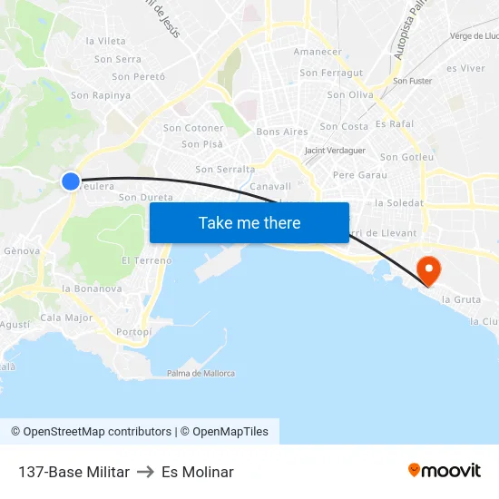 137-Base Militar to Es Molinar map