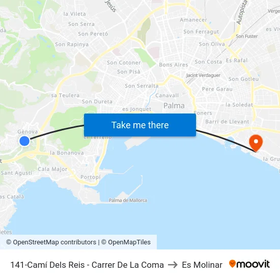 141-Camí Dels Reis - Carrer De La Coma to Es Molinar map