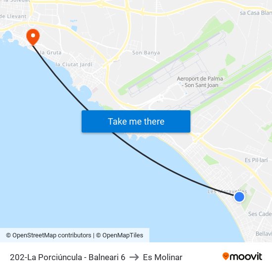 202-La Porciúncula - Balneari 6 to Es Molinar map