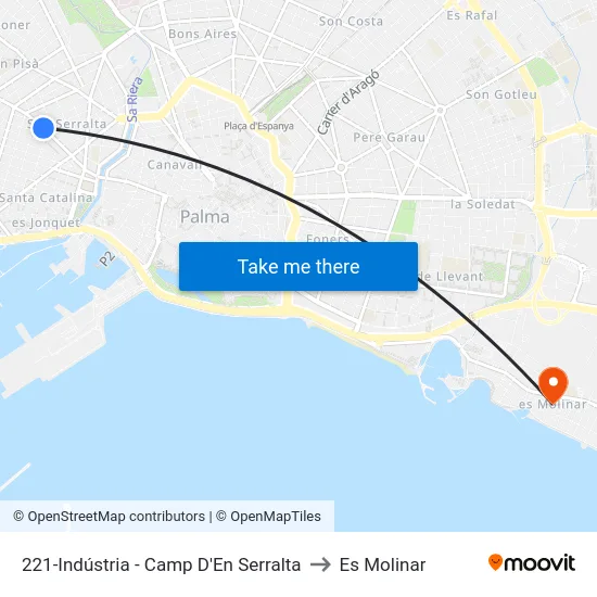 221-Indústria - Camp D'En Serralta to Es Molinar map