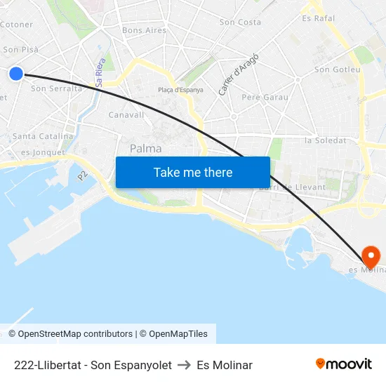 222-Llibertat - Son Espanyolet to Es Molinar map