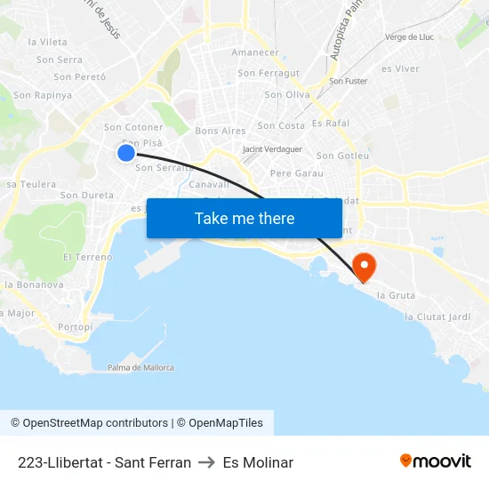 223-Llibertat - Sant Ferran to Es Molinar map