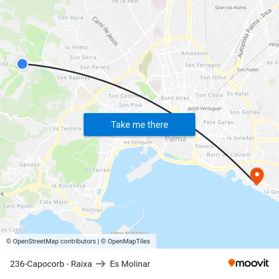 236-Capocorb - Raixa to Es Molinar map