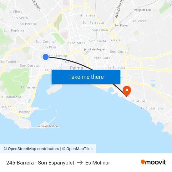 245-Barrera - Son Espanyolet to Es Molinar map