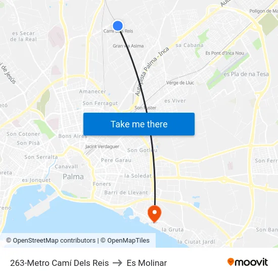 263-Metro Camí Dels Reis to Es Molinar map