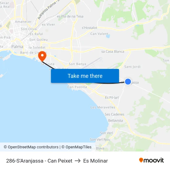 286-S'Aranjassa - Can Peixet to Es Molinar map