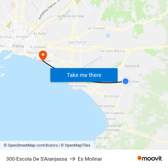 300-Escola De S'Aranjassa to Es Molinar map