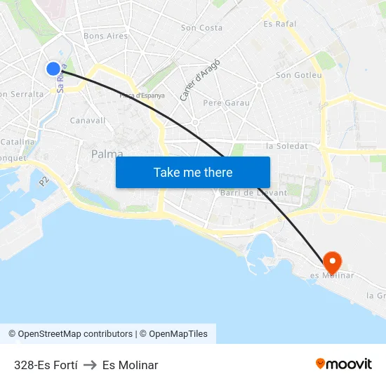328-Es Fortí to Es Molinar map