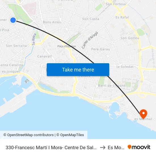 330-Francesc Martí I Mora- Centre De Salut De Son Pisa to Es Molinar map