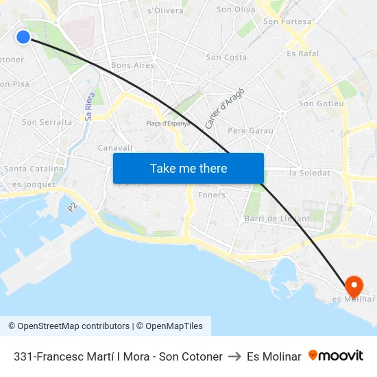 331-Francesc Martí I Mora - Son Cotoner to Es Molinar map