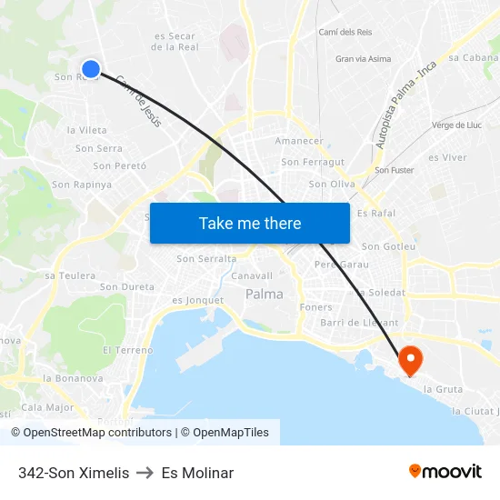 342-Son Ximelis to Es Molinar map