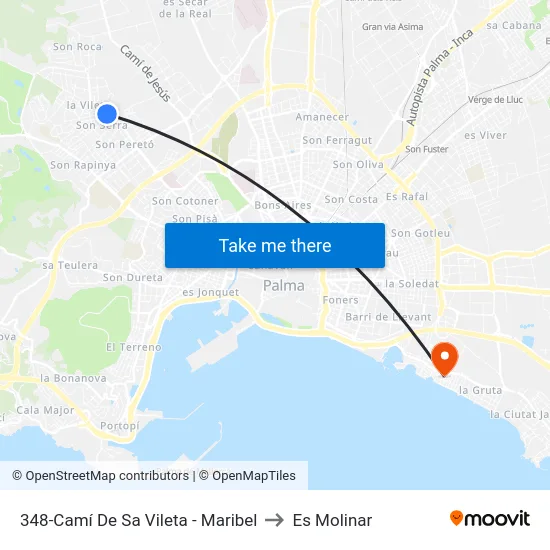 348-Camí De Sa Vileta - Maribel to Es Molinar map