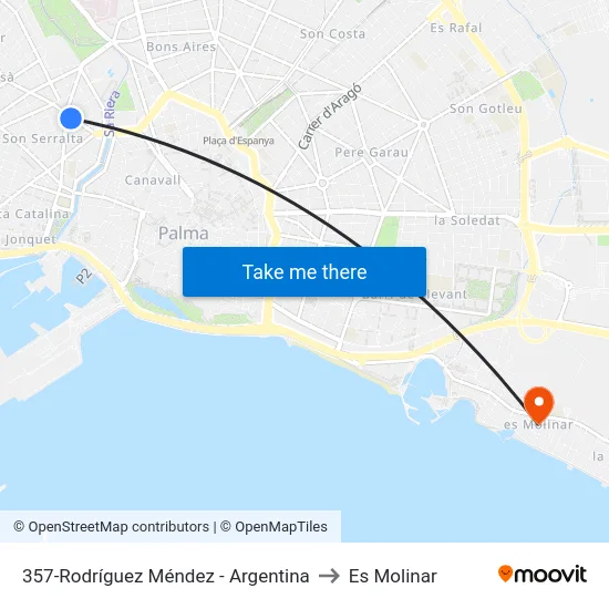 357-Rodríguez Méndez - Argentina to Es Molinar map