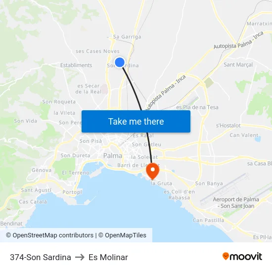 374-Son Sardina to Es Molinar map