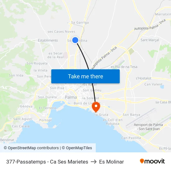377-Passatemps - Ca Ses Marietes to Es Molinar map
