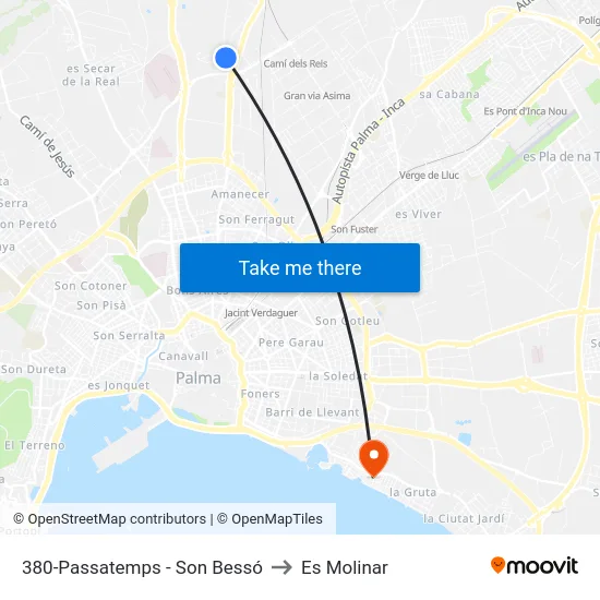 380-Passatemps - Son Bessó to Es Molinar map