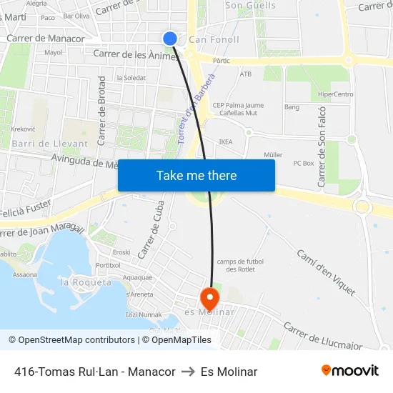416-Tomas Rul·Lan - Manacor to Es Molinar map
