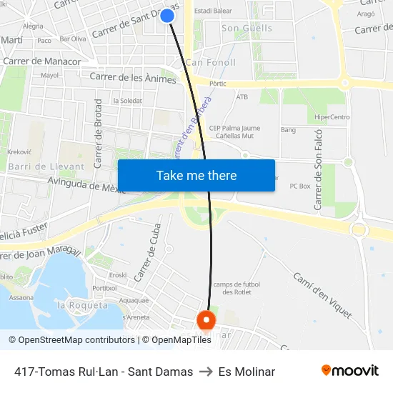 417-Tomas Rul·Lan - Sant Damas to Es Molinar map