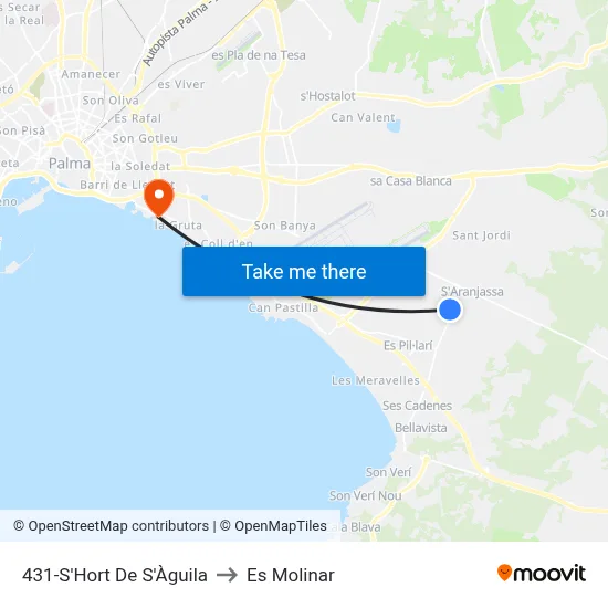 431-S'Hort De S'Àguila to Es Molinar map