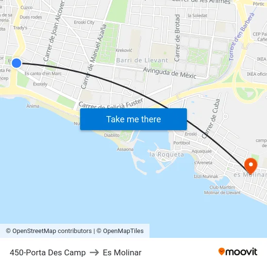 450-Porta Des Camp to Es Molinar map