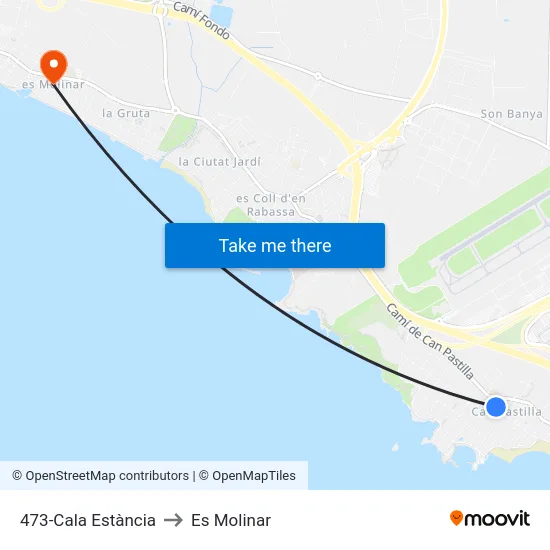 473-Cala Estància to Es Molinar map