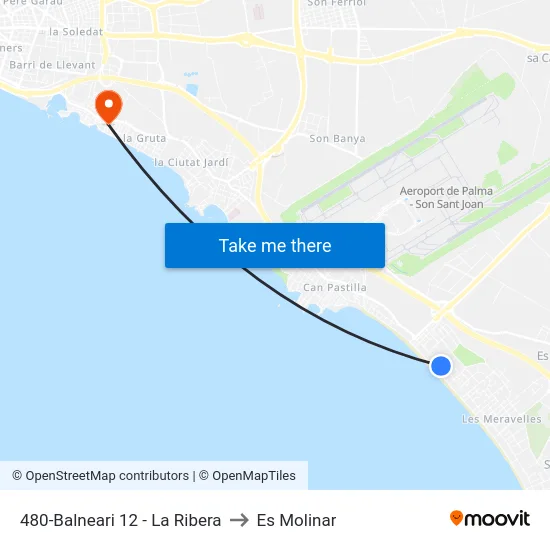 480-Balneari 12 - La Ribera to Es Molinar map