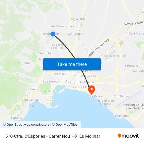510-Ctra. D'Esporles - Carrer Nou to Es Molinar map