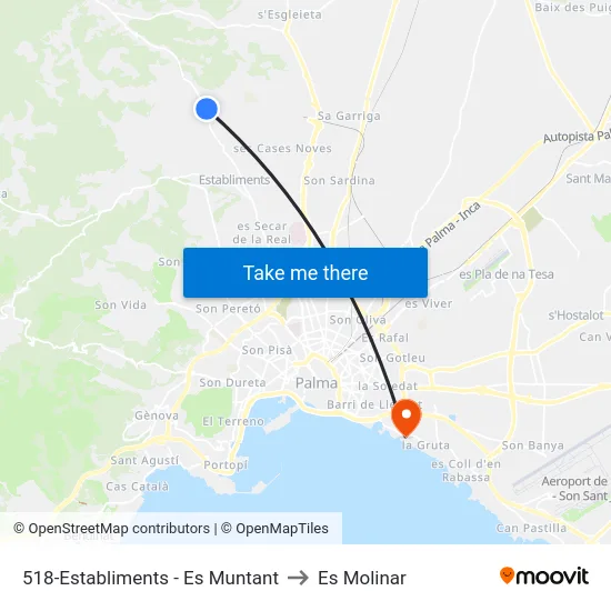 518-Establiments - Es Muntant to Es Molinar map