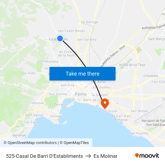 525-Casal De Barri D'Establiments to Es Molinar map