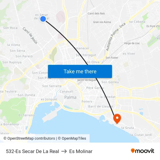 532-Es Secar De La Real to Es Molinar map
