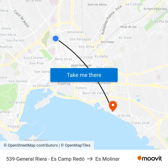 539-General Riera - Es Camp Redó to Es Molinar map