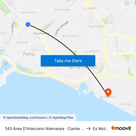 543-Àrea D'Intercanvi Alemanya - Comte De Sallent to Es Molinar map