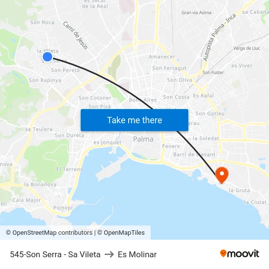 545-Son Serra - Sa Vileta to Es Molinar map