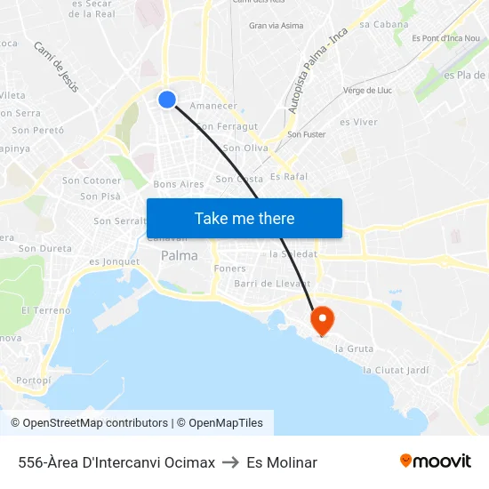 556-Àrea D'Intercanvi Ocimax to Es Molinar map