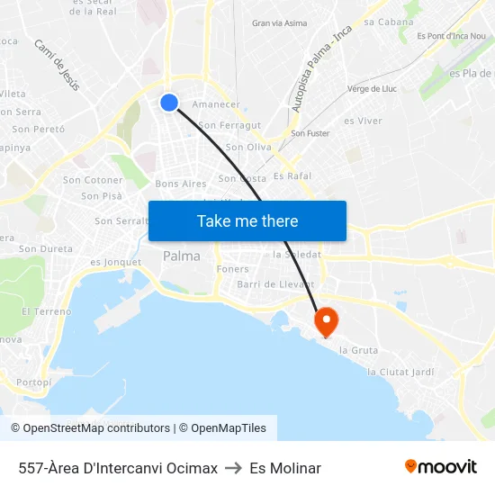 557-Àrea D'Intercanvi Ocimax to Es Molinar map
