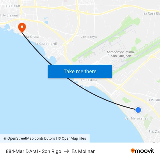 884-Mar D'Aral - Son Rigo to Es Molinar map