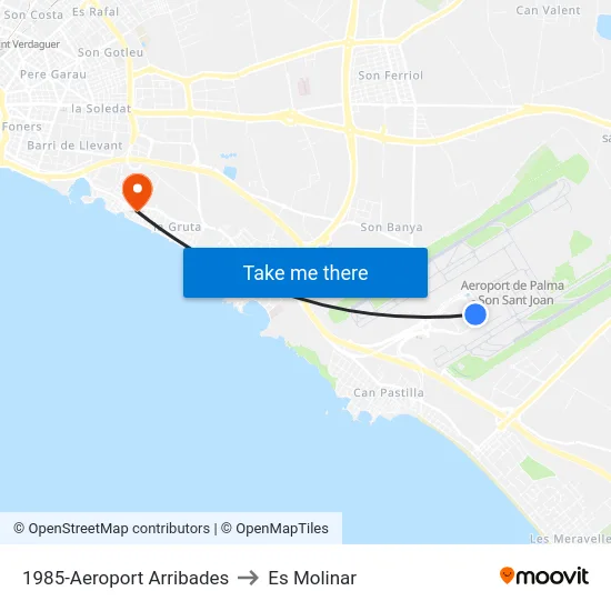 1985-Aeroport Arribades to Es Molinar map
