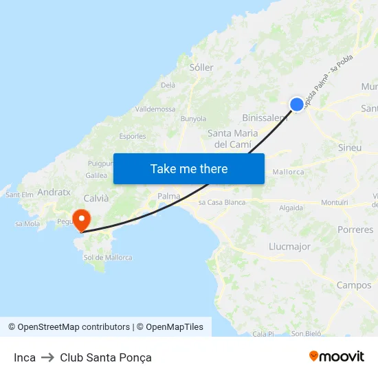 Inca to Club Santa Ponça map