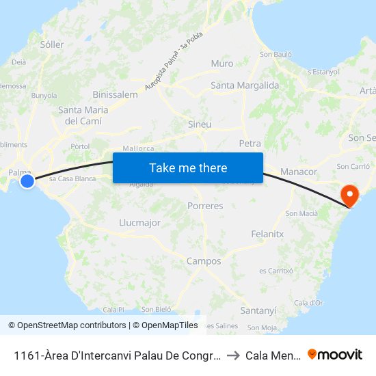 1161-Àrea D'Intercanvi Palau De Congressos to Cala Mendia map