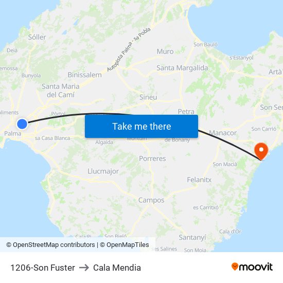 1206-Son Fuster to Cala Mendia map
