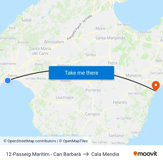 12-Passeig Marítim - Can Barbarà to Cala Mendia map